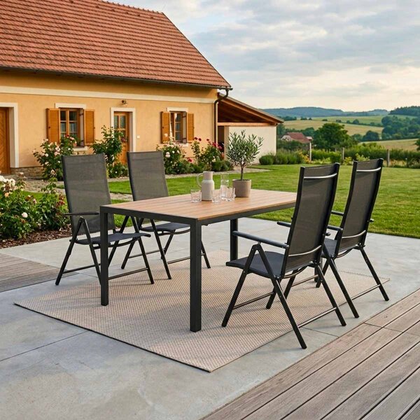 Vikio Zahradní set 150x90 pro 4 osoby skládací židle V134-P přírodní
