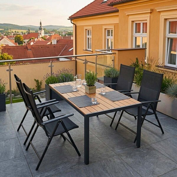 Vikio Zahradní set 150x90 pro 4 osoby skládací židle V134-P přírodní