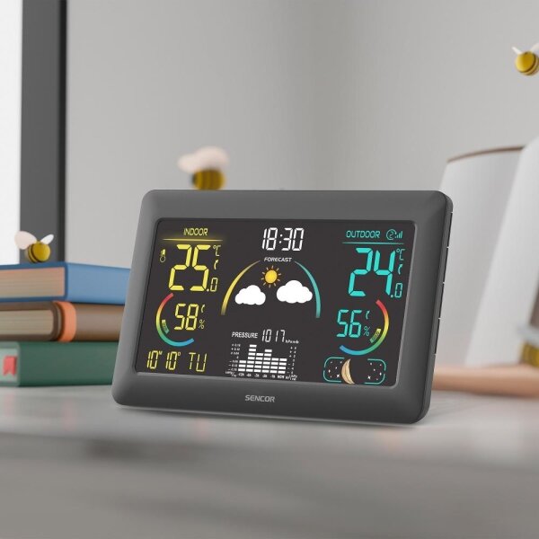 Sencor - Meteostanice s barevným LCD displejem a budíkem 3xAA