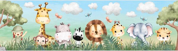 Dětská samolepící bordura na zeď Džungle Safari | 5 m x 13.8 cm | DWBD8009