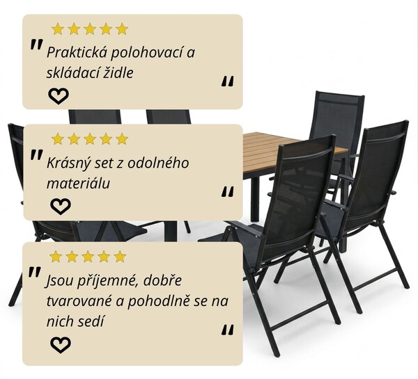 Vikio Zahradní set 150x90 pro 6 osob skládací židle V136-P přírodní