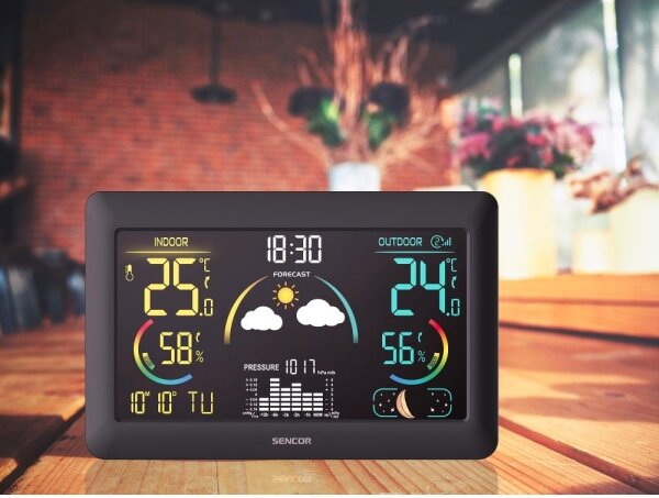 Sencor - Meteostanice s barevným LCD displejem a budíkem 3xAA