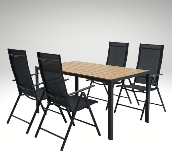 Vikio Zahradní set 150x90 pro 4 osoby skládací židle V134-P přírodní