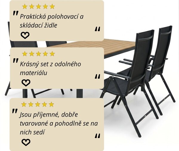Vikio Zahradní set 150x90 pro 4 osoby skládací židle V134-P přírodní
