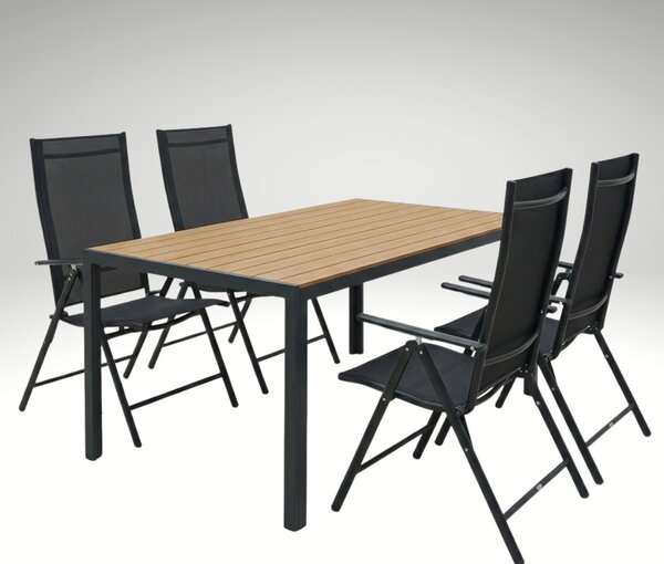 Vikio Zahradní set 150x90 pro 4 osoby skládací židle V134-P přírodní