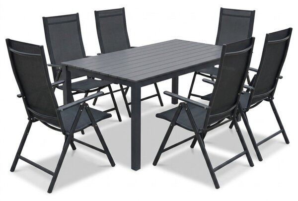 Vikio Zahradní set 150x90 pro 6 osob skládací židle V136-S šedá
