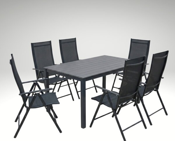 Vikio Zahradní set 150x90 pro 6 osob skládací židle V136-S šedá