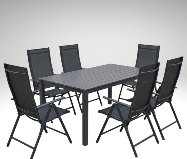 Vikio Zahradní set 150x90 pro 6 osob skládací židle V136-S šedá