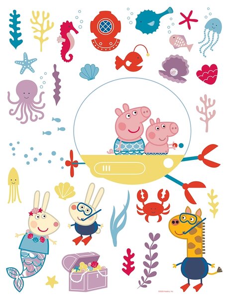 Dětská samolepka na zeď Prasátko Peppa Svět Pod Vodou | 65 x 85 cm | DDK2343