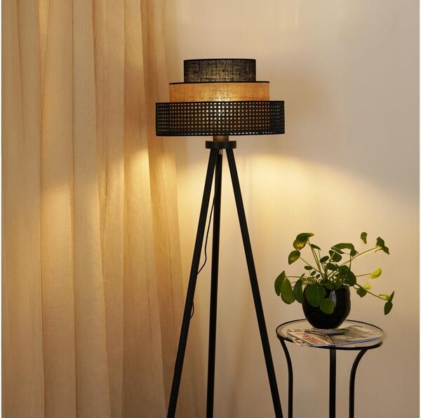 Brilagi - Stojací lampa DAKOTA LUNETA 1xE27/15W/230V černá/ratan