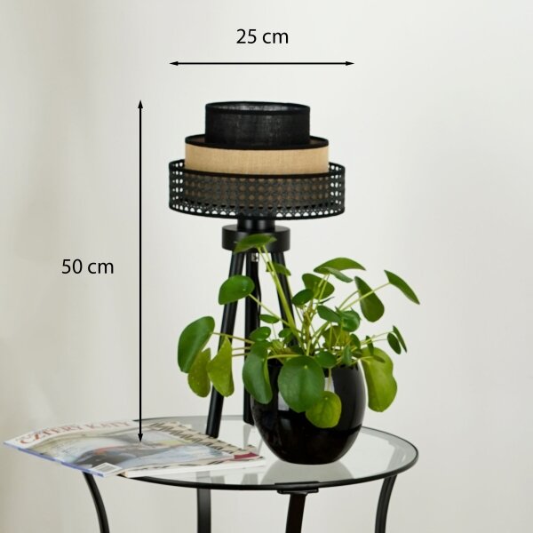 Brilagi - Stolní lampa DAKOTA LUNETA 1xE27/15W/230V černá/ratan