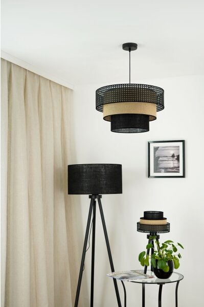 Brilagi - Stolní lampa DAKOTA LUNETA 1xE27/15W/230V černá/ratan