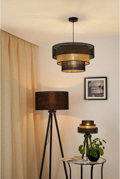 Brilagi - Stolní lampa DAKOTA LUNETA 1xE27/15W/230V černá/ratan