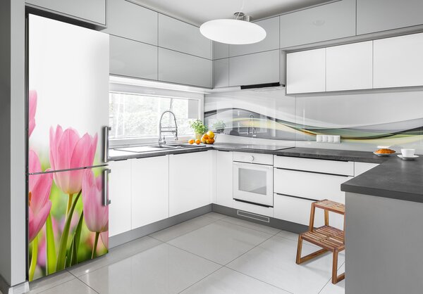Nálepka fototapeta Růžové tulipány FridgeStick-70x190-f-76412458