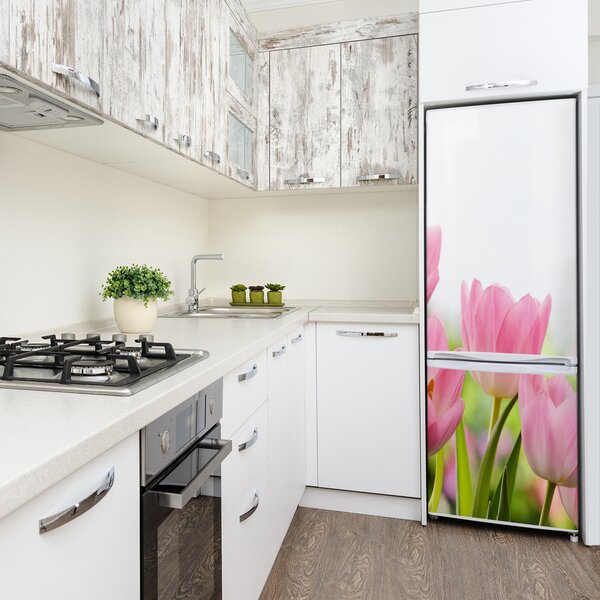 Nálepka fototapeta Růžové tulipány FridgeStick-70x190-f-76412458