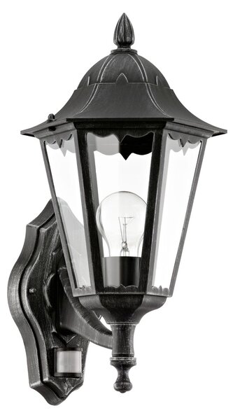 EGLO Venkovní nástěnné světlo s čidlem NAVEDO, lucerna, vrchní, černé, 47,5x20cm 93458