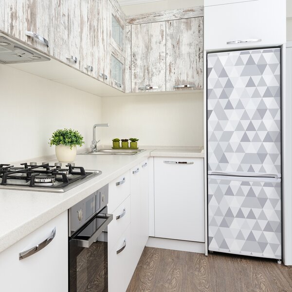 Nálepka tapeta na ledničku Šedé trojúhelníky FridgeStick-70x190-f-77999938