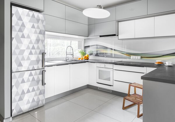 Nálepka tapeta na ledničku Šedé trojúhelníky FridgeStick-70x190-f-77999938
