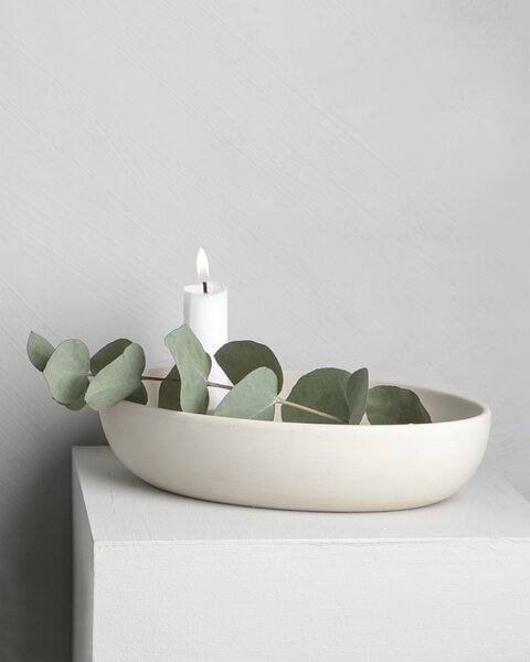 Keramický svícen Lidatorp Oval Beige 21x14 cm Storefactory Scandinavia