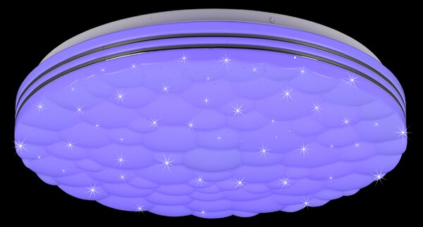 Trio R67131100 LED stropní svítidlo Tiger 1x22W | 2500lm | 2700-6000K | RGB - dálkové ovládání, noční režim, stmívatelné, třpytivý efekt, bílá