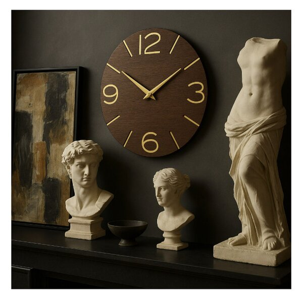 Designové hodiny 10-005-89-60 wenge/gold CalleaDesign 30cm