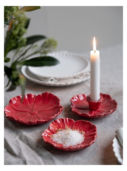 Keramický servírovací talíř Blomster Red 15 cm Storefactory Scandinavia