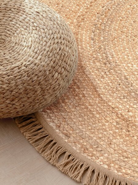 Hanse Home, Kusový koberec Jute Braided 106332 Natural Gold kruh, 150x150 (průměr) kruh, béžová, chodba / předsíň