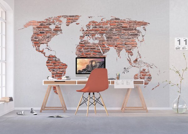 Fototapeta na míru Cihlová Mapa Světa | Vliesová fototapeta na zed' | DFTNXXL1240
