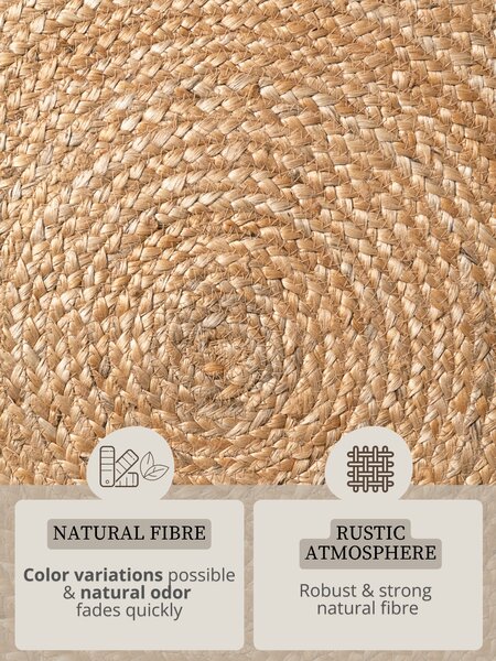Hanse Home, Kusový koberec Jute Braided 106332 Natural Gold kruh, 150x150 (průměr) kruh, béžová, chodba / předsíň