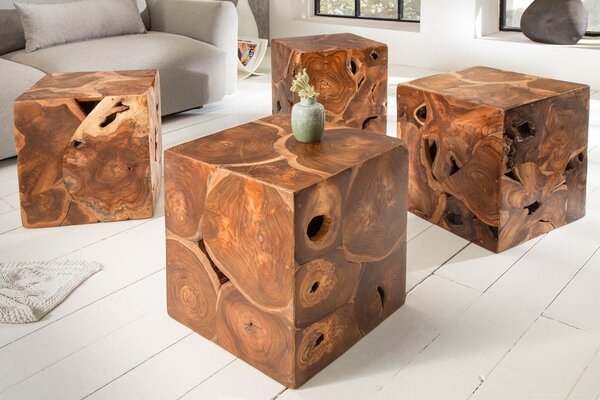 Designový odkládací stolek Junk 40 cm teak