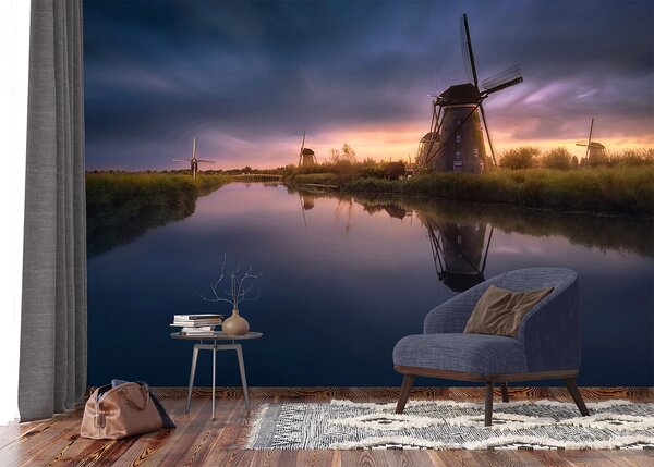 Fototapeta na míru Větrné Mlýny Kinderdijk-Elshout | Vliesová fototapeta na zed' | DFTNXXL3022