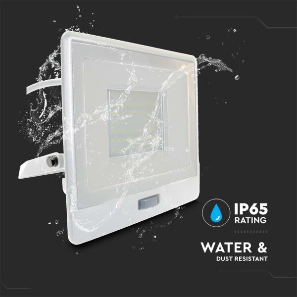 LED Reflektor se senzorem LED/50W/230V 4000K IP65 bílá