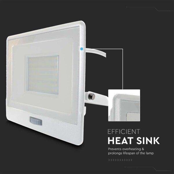 LED Reflektor se senzorem LED/50W/230V 4000K IP65 bílá