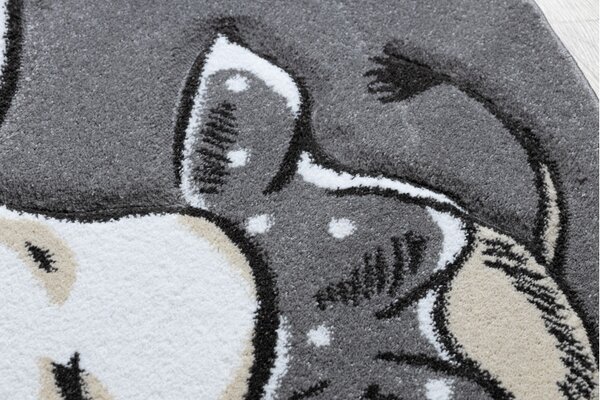 Dywany Łuszczów, Dětský kusový koberec Petit Elephant stars grey kruh, 120x120 (průměr) kruh, šedá, dětský pokoj