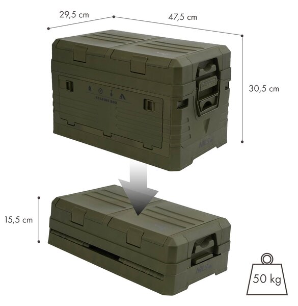 NCB4003 ZELENÝ SKLÁDACÍ BOX S VÍKEM 42L NILS CAMP