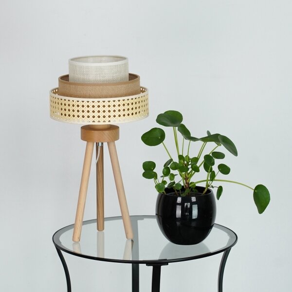 Brilagi - Stolní lampa CEDAR LUNETA 1xE27/15W/230V ratan/hnědá/krémová