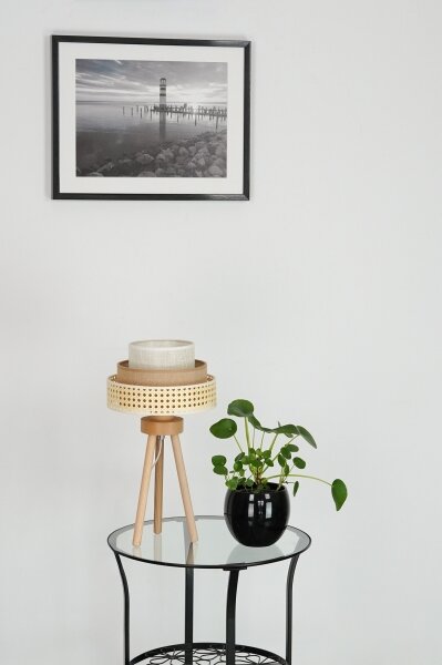 Brilagi - Stolní lampa CEDAR LUNETA 1xE27/15W/230V ratan/hnědá/krémová