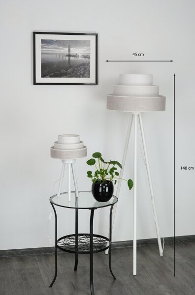 Brilagi - Stojací lampa ALASKA LUNETA 1xE27/15W/230V šedá/krémová