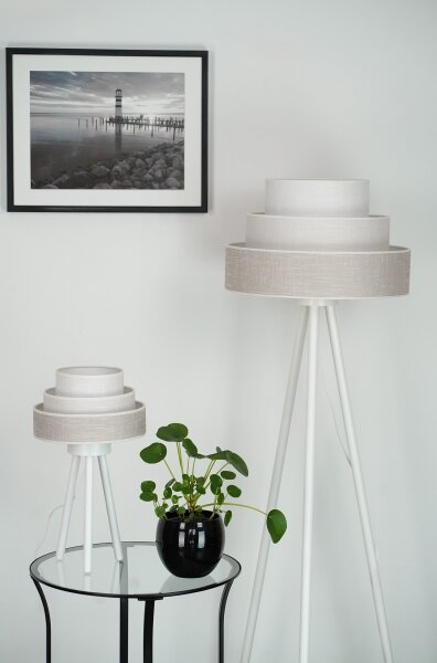 Brilagi - Stojací lampa ALASKA LUNETA 1xE27/15W/230V šedá/krémová