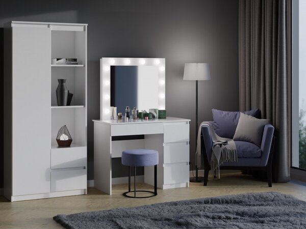 Toaletka TRISTON - bílá, pravé provedení + zrcadlo a LED osvětlení ZDARMA
