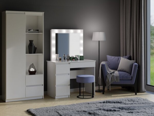 - Toaletka TRISTON - bílá, levé provedení + zrcadlo a LED osvětlení ZDARMA
