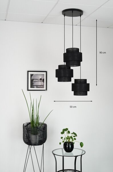 Brilagi - Lustr na lanku SPACE YUTE 3xE27/15W/230V černá