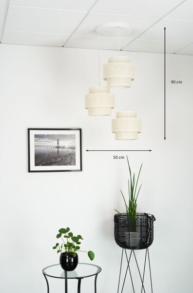 Brilagi - Lustr na lanku SPACE YUTE 3xE27/15W/230V krémová/bílá