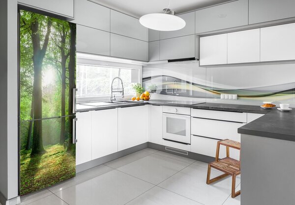 Nálepka tapeta na ledničku Slunce v lese FridgeStick-70x190-f-83761182