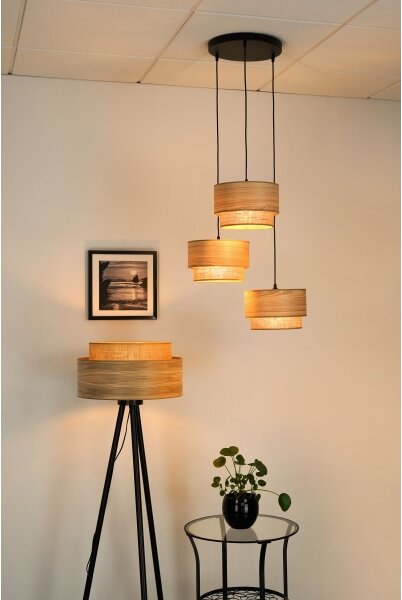 Brilagi - Lustr na lanku MONTANA BOHO 3xE27/15W/230V hnědá/černá