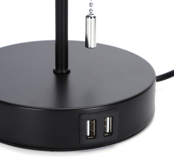 Aigostar - Stolní lampa s USB portem 1xE27/40W/230V černá