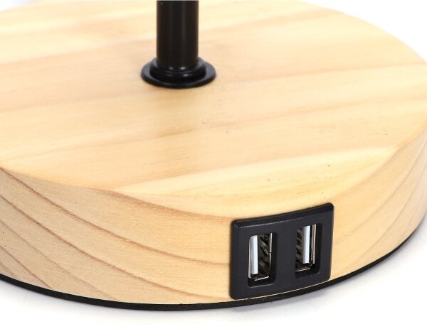 Aigostar - Stolní lampa s USB portem 1xE27/40W/230V černá/krémová