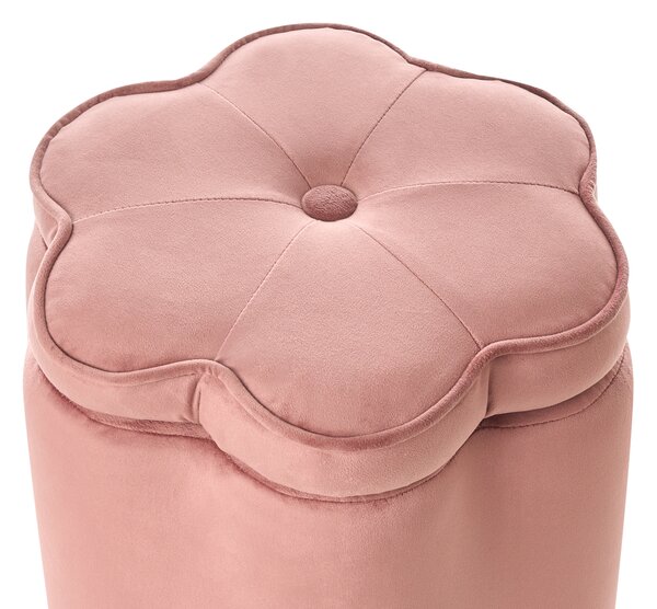Dětský puf s úložným prostorem FLOWER Umělý samet Růžová Květina
