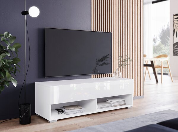 TV stolek CALIBURI 100 - bílý / lesklý bílý