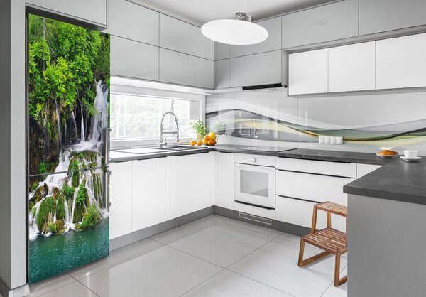 Nálepka tapeta na ledničku Vodopád v lese FridgeStick-70x190-f-85137892